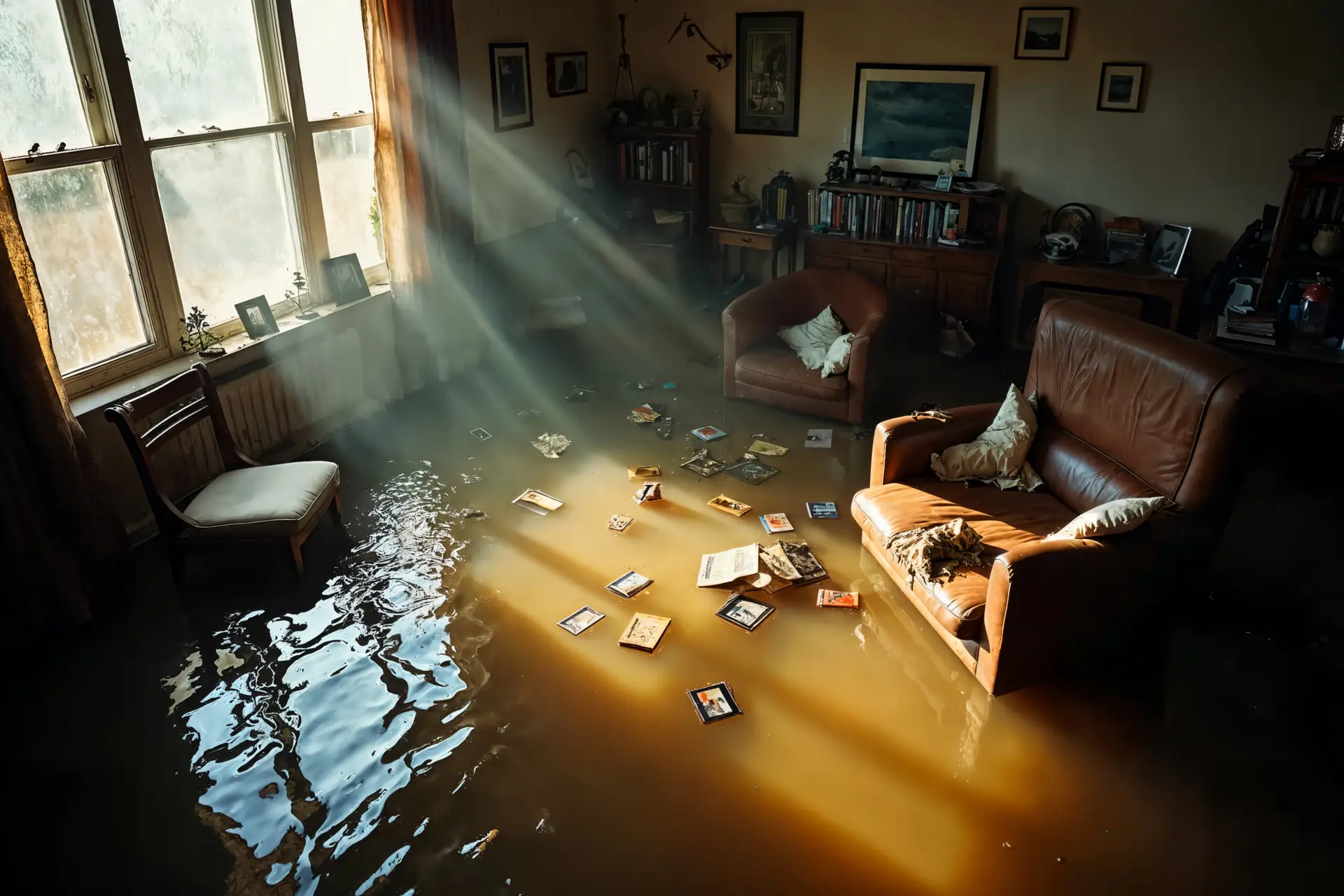 Water-damaged ceiling inside a Washington home after a burst pipe